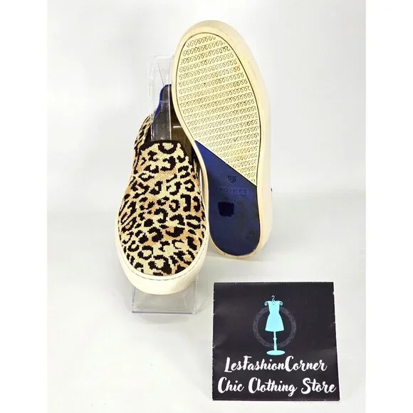 Rothy's Women's Leopard Cheetah Fabric The Sneaker Slip On Shoes Size 7.5 2119 - Picture 4 of 16